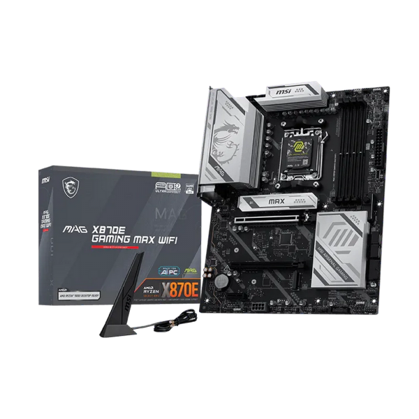 Материнская плата MSI MAG X870E GAMING MAX WIFI, AM5, 4*DDR5, 2*PCIEx16, 1xPCIEx1, 3*M.2, 2*TypeC, 2*USB3.2Gen2, 6*USB3.2Gen1, 10*USB2.0, 4*SATA3.0, 5G, 1*Type-C(DP), HDMI, ATX, RTL