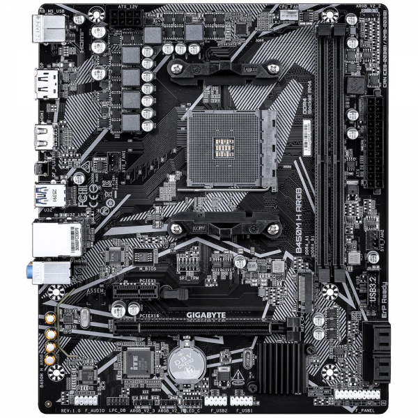 Материнская плата Gigabyte B450M H ARGB B450, AM4, 2*DDR4, 1*PCIEx16, 1*PCIEx1, 1*M.2, 6*USB3.2Gen1, 6*USB2.0, 4*SATA3.0, 1G, DP, HDMI, M-ATX, RTL