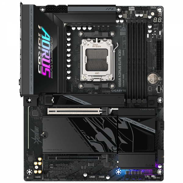 Материнская плата AORUS B850 AORUS ELITE X3D B850, AM5, 4*DDR5, 2*PCIEx16, 4*M.2, 3*Type-C, 2*USB3.2Gen2, 6*USB3.2Gen1, 8*USB2.0, 2*SATA3.0, 5G, HDMI, ATX, RTL