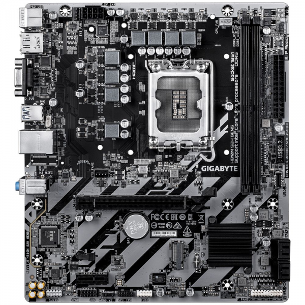 Материнская плата Gigabyte H810M S2H GEN5 LGA1851, H810, 2xDDR5, 1*PCIEx16, 1*PCIEx1, 1*M.2, 1*TypeC, 3*USB3.2Gen1, 7*USB2.0, 4*SATA3.0, 1G, VGA, DP, HDMI, M-ATX, RTL