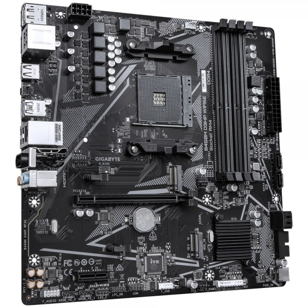 Материнская плата Gigabyte B450M D3HP WIFI6E AM4, B450, 4xDDR4, 1*PCIEx16, 1*PCIEx1, 2*M.2, 1*TypeC, 6*USB3.2Gen1, 5*USB2.0, 4*SATA3.0, 1G, DP, 2xHDMI, M-ATX, RTL