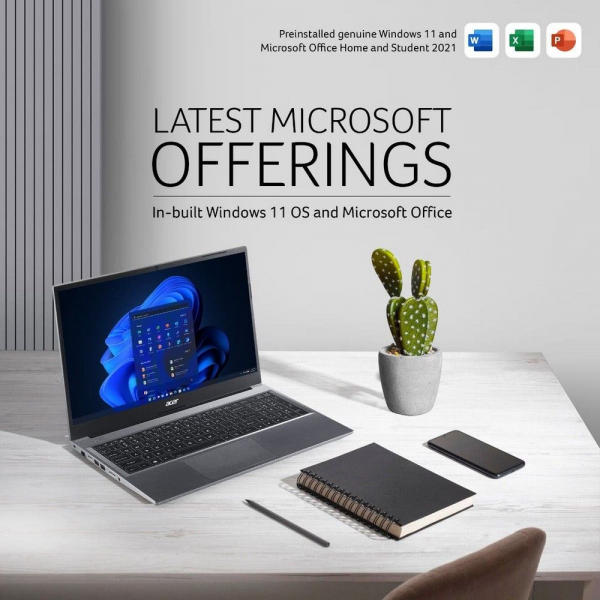 Ноутбук Acer Aspire Lite AL15-41 AMD Ryzen 3 5400U/8Gb (1*8 D4)/SSD256Gb/15.6"/IPS/FHD/1920x1080/60Hz/Win11/Silver