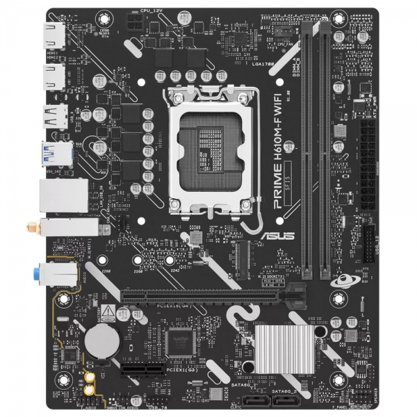 Материнская плата ASUS PRIME H610M-F WIFI H610, LGA1700, 2*DDR5, 4*DDR5, 1*PCIEx16, 1*PCIEx1, 1*M.2, 4*USB3.2Gen1, 5*USB2.0, 2*SATA3.0, 1G, 2*HDMI, M-ATX, RTL