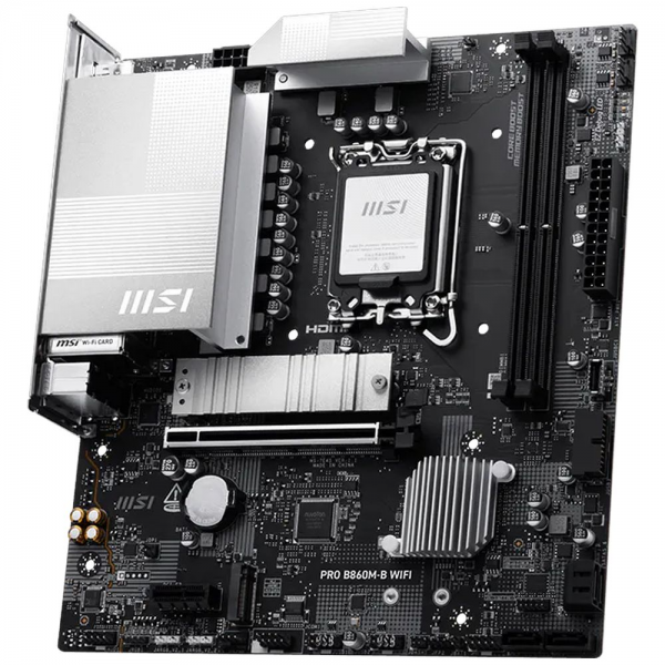 Материнская плата MSI PRO B860M-B WIFI B860, LGA1851, 2*DDR5, 1*PCIEx16, 1*PCIEx1, 2*M.2, 2*TypeC, 4*USB3.2Gen1, 8*USB2.0, 4*SATA3.0, 5G, DP, HDMI, M-ATX, RTL