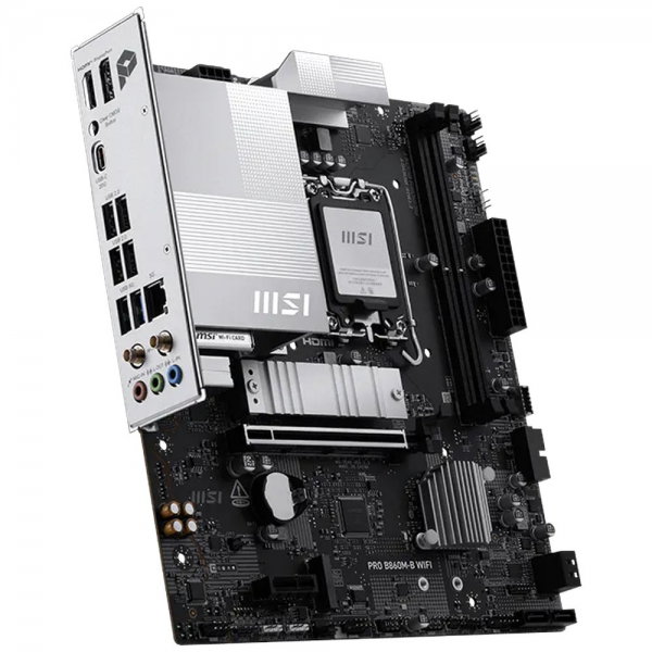 Материнская плата MSI PRO B860M-B WIFI B860, LGA1851, 2*DDR5, 1*PCIEx16, 1*PCIEx1, 2*M.2, 2*TypeC, 4*USB3.2Gen1, 8*USB2.0, 4*SATA3.0, 5G, DP, HDMI, M-ATX, RTL