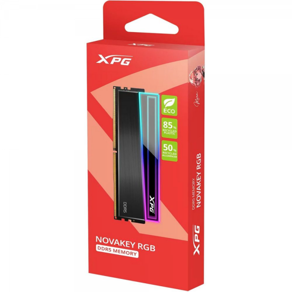 Модуль памяти XPG 16GB DDR5 5600 DIMM XPG NOVAKEY RGB AX5U5600C4616G-CNKRBK On-Die ECC, CL46-45-45, 1.1V, Heat Shield, RTL