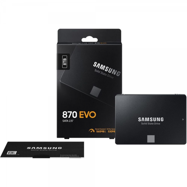 Твердотельный накопитель SSD 2.5" 8TB Samsung 870 EVO Client SSD MZ-77E8T0BW SATA 6Gb/s, 560/530, 3D NAND TLC,