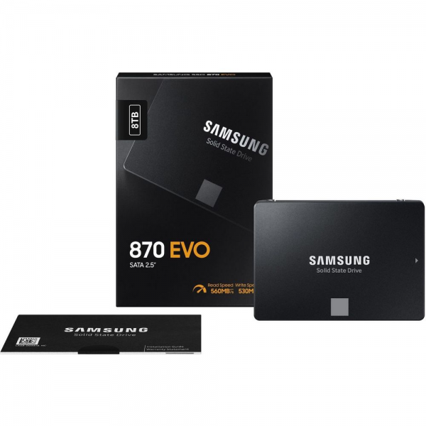 Твердотельный накопитель SSD 2.5" 8TB Samsung 870 EVO Client SSD MZ-77E8T0BW SATA 6Gb/s, 560/530, 3D NAND TLC,
