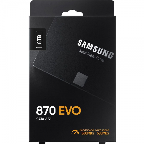 Твердотельный накопитель SSD 2.5" 8TB Samsung 870 EVO Client SSD MZ-77E8T0BW SATA 6Gb/s, 560/530, 3D NAND TLC,