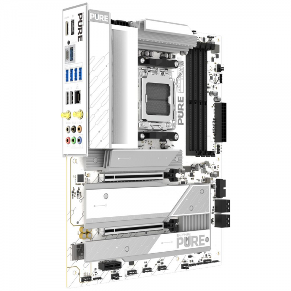 Материнская плата Sapphire PURE X870A X870, AM5, 4*DDR5, 2*PCIEx16, 1*PCIEx1, 3M.2, 1*TypeC, 2*USB3.2Gen2, 5*USB3.2Gen1, 4*USB2.0, 4*SATA3.0, 1*5G, DP, HDMI, 1*Type-C(DP), ATX, RTL