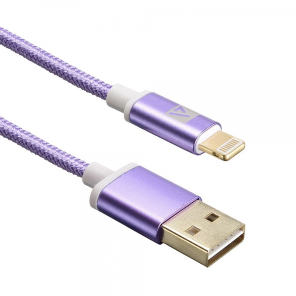 Кабели USB ACD-Style Lightning ; USB-A 2-сторонние коннекторы, нейлон, 1м, фиолетовый (ACD-U913-P6P)