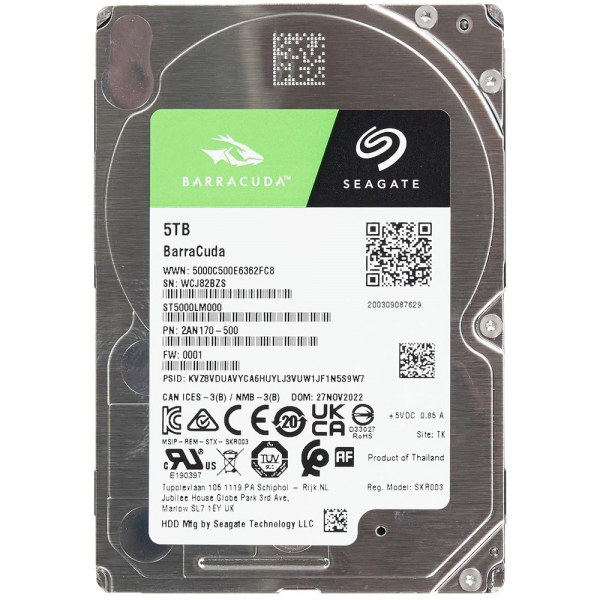 Жесткий диск Seagate BarraCuda ST5000LM000 2.5" 5TB SATA 6Gb/s, 5400rpm, 128MB, Bulk