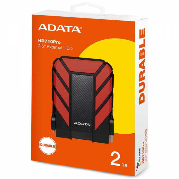 Жесткий диск внешний ADATA HD710 Pro AHD710P-2TU31-CRD 2TB 2.5" USB 3.1, IP68, Shock Sensor, Red, Retail