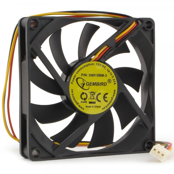 Вентилятор в корпус Gembird D8015ВM-3, 80x80x15 подшипник, 3 pin, провод 30 см , OEM {100}