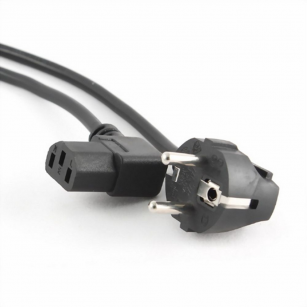 Кабель питания Cablexpert PC-186A-VDE, 1.8м, Schuko- C13, VDE, 10А, Сечение провода: 0,75 мм2, черный, угловой разъем, с заземлением, пакет {100}