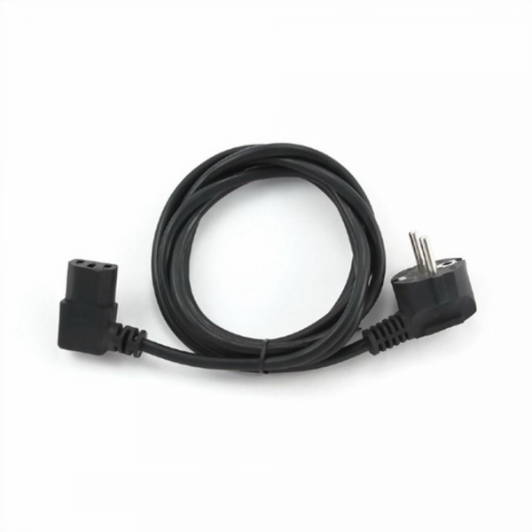 Кабель питания Cablexpert PC-186A-VDE, 1.8м, Schuko- C13, VDE, 10А, Сечение провода: 0,75 мм2, черный, угловой разъем, с заземлением, пакет {100}