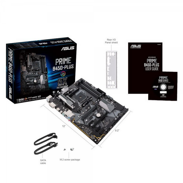 Материнская плата ASUS PRIME B450-PLUS AM4 ATX 4xDDR4 2xPCIEx16 3xPCIEx1 M.2 USB-C HDMI DVI GLAN {10}, (075671)