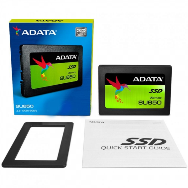 Твердотельный накопитель SSD ADATA SU650 ASU650SS-120GT-R 120GB 2.5" Client SATA 6Gb/s, 520/320, IOPS 20/75K, MTBF 2M, 3D NAND, DRAM less, 70TBW, 0,53DWPD, RTL {100} (461155)