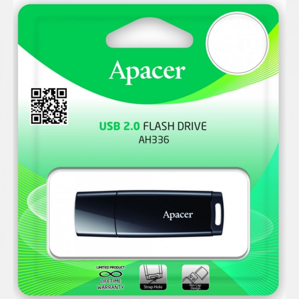 USB накопитель Apacer AH336 AP32GAH336B-1 USB 2.0, 32GB Black, (915580) RTL