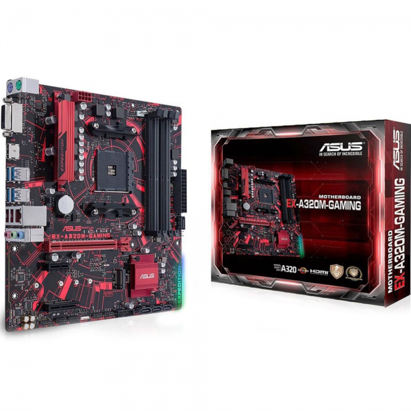 Материнская плата ASUS EX-A320M-GAMING AM4 mATX 4xDDR4 PCIEx16 PCIEx4 PICEx1 M.2 HDMI DVI GLAN (10) {10}