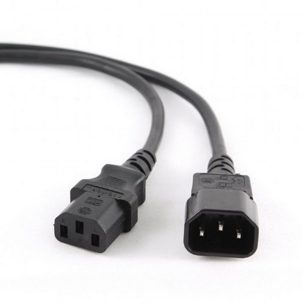 Кабель питания сист.блок-монитор Cablexpert PC-189-1-1.8M, 1.8м, C13-C14, Сечение провода 3x1кв.мм., черный, с заземлением {100} (792624)