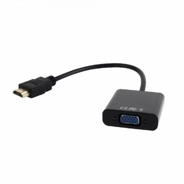 Переходник Cablexpert HDMI-VGA A-HDMI-VGA-03, 19M/15F, длина 15см, Jack3.5 аудиовыход {500} (089784)