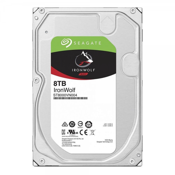 Жесткий диск Seagate IronWolf NAS ST8000VN004 8TB 3.5" SATA 6Gb/s, 7200rpm, 256MB, 512e, 24x7, Bulk {20} (009812)