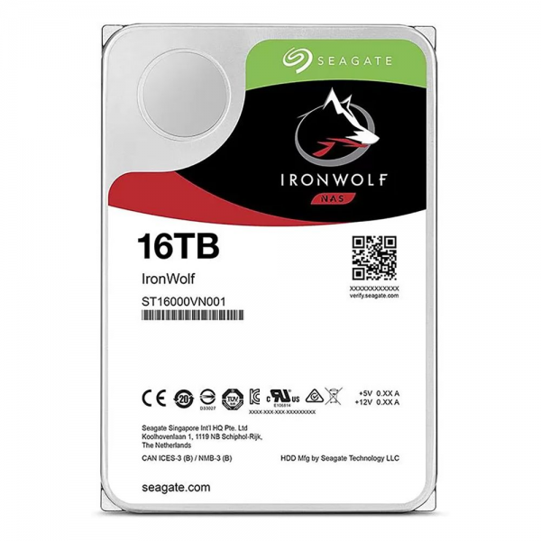 Жесткий диск Seagate IronWolf NAS ST16000VN001 16TB 3.5" SATA 6Gb/s, 7200rpm, 256MB, 24x7, Bulk