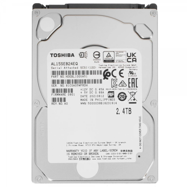 Жесткий диск серверный Toshiba Enterprise Peformance AL15SEB24EQ 2.4TB 2.5" SAS 12Gb/s, 10500rpm, 128MB, 512e, Bulk (655029)