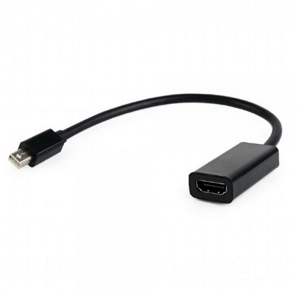 Переходник Cablexpert miniDisplayPort - HDMI, A-mDPM-HDMIF-02, 20M/19F, кабель 15см, черный, пакет {100} (090353)