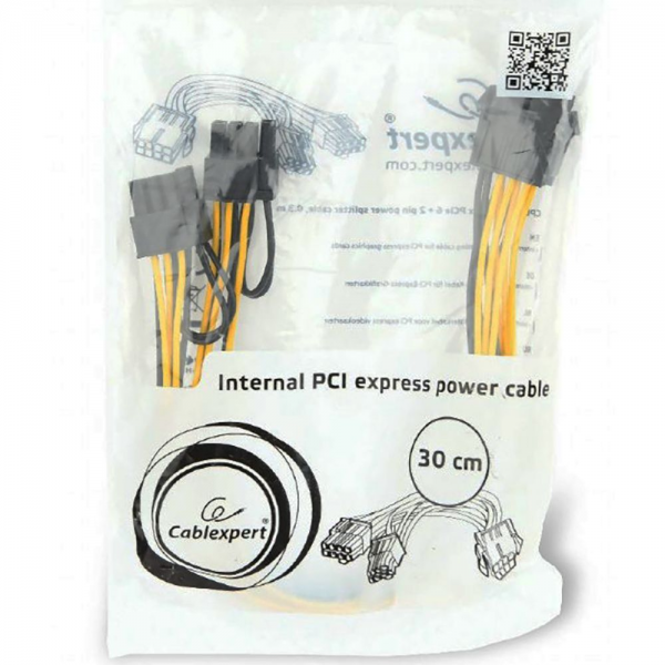 Кабель питания Cablexpert CC-PSU-85 PCI-Express 6-пин на 6+2 пин x 2 шт., 0.3 м (099981) {500}