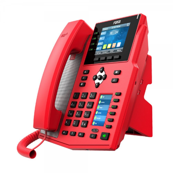 Телефон IP Fanvil X5U-R 16 линий, цветной экран 3.5" + доп. цветной экран 2.4", HD, Opus, 10/100/1000 Мбит/с, USB, Bluetooth, PoE, Красный