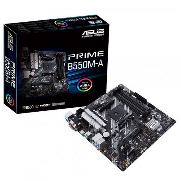 Материнская плата ASUS PRIME B550M-A AM4 mATX 4xDDR4 PCIEx16 2xPCIEx1 2xM.2 HDMI DVI VGA GLAN {10}