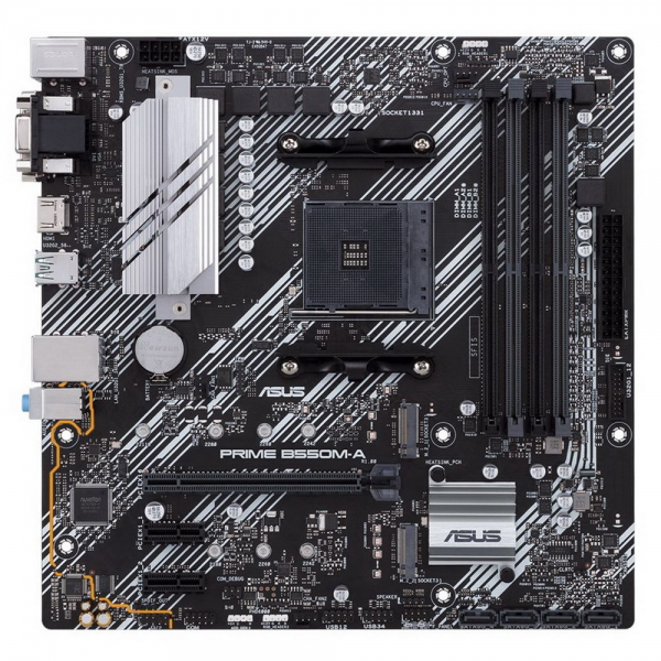 Материнская плата ASUS PRIME B550M-A AM4 mATX 4xDDR4 PCIEx16 2xPCIEx1 2xM.2 HDMI DVI VGA GLAN {10}
