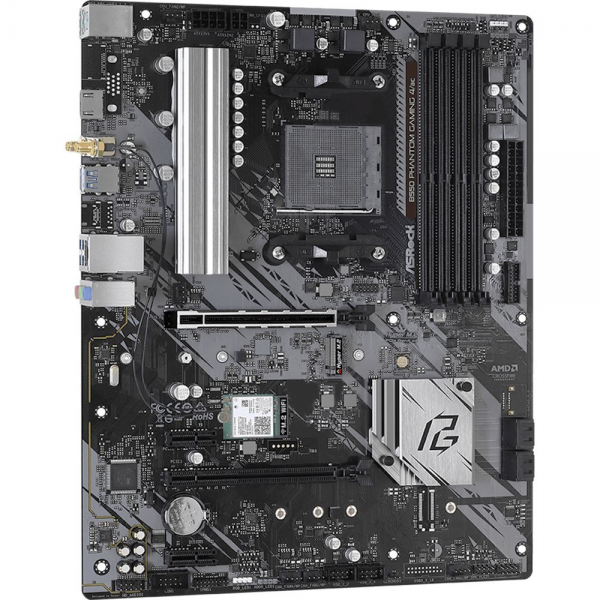 Материнская плата ASRock B550 PHANTOM GAMING 4/AC, Socket AM4, AMD B550, 4xDDR4-3200, HDMI, 2xPCI-Ex16, 2xPCI-Ex1, 6xSATA3(RAID 0/1/10), 2xM.2, 8 Ch Audio, 1xGLan, WiFi, (0+4)xUSB2.0, (6+2)xUSB3.2, 1xPS/2, ATX, RTL, {10} (931512)