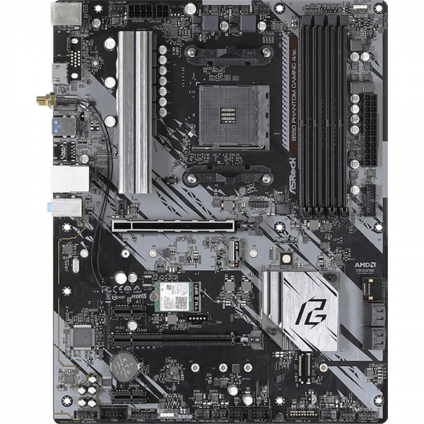 Материнская плата ASRock B550 PHANTOM GAMING 4/AC, Socket AM4, AMD B550, 4xDDR4-3200, HDMI, 2xPCI-Ex16, 2xPCI-Ex1, 6xSATA3(RAID 0/1/10), 2xM.2, 8 Ch Audio, 1xGLan, WiFi, (0+4)xUSB2.0, (6+2)xUSB3.2, 1xPS/2, ATX, RTL, {10} (931512)
