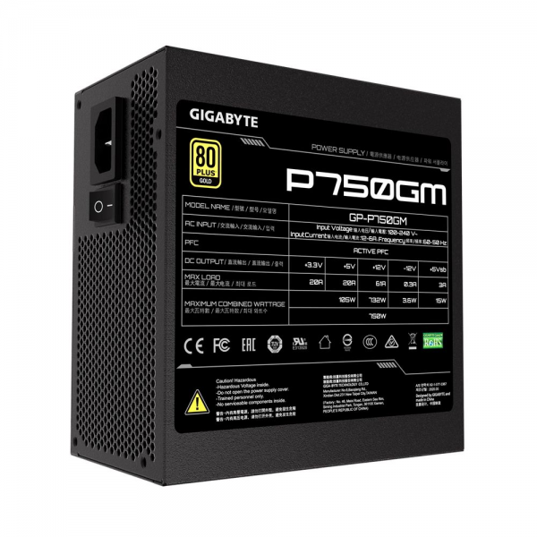 Блок питания Gigabyte P750GM GP-P750GM 750W, 80Plus, Gold, Полностью модульный, RTL {5} (551759)