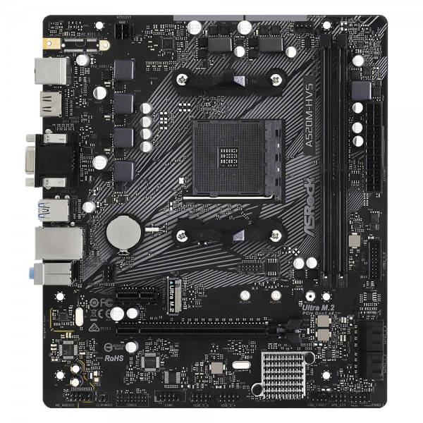 Материнская плата ASRock A520M-HVS, Socket AM4, AMD A520, 2xDDR4-3200, D-SUB+HDMI, 1xPCI-Ex16, 1xPCI-Ex1, 4xSATA3(RAID 0/1/10), 1xM.2, 8 Ch Audio, GLan, (2+4)xUSB2.0, (4+2)xUSB3.2, 1xPS/2, mATX, RTL {20}
