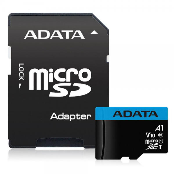 Карта памяти ADATA microSDHC 32GB ADATA Premier Memory Card AUSDH32GUICL10A1-RA1 UHS-I Class 10/V10 A1, 100/20 MB/s, AUSDH32GUICL10A1-RA1 Adapter, -25°C + 85°C, RTL (461926)