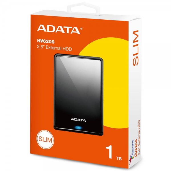 Жесткий диск внешний ADATA HV620S Black AHV620S-1TU31-CBK 1TB 2.5" USB 3.2 Gen1, LED Indicator, 11.5mm, RTL (461100)