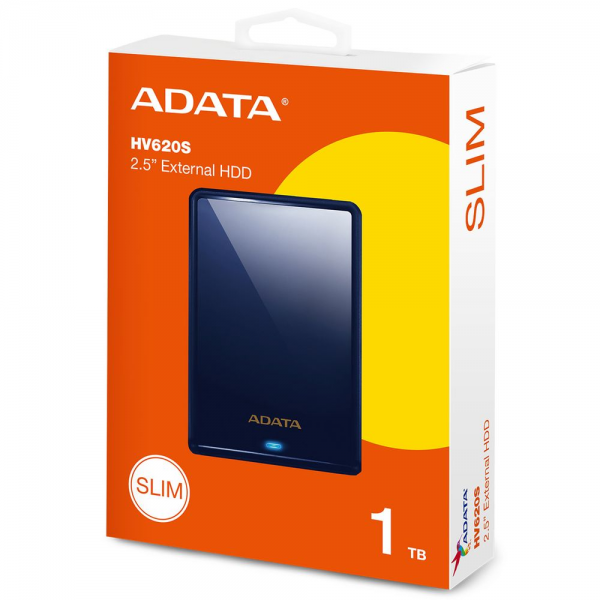 Жесткий диск внешний ADATA HV620S Blue AHV620S-1TU31-CBL 1TB 2.5" USB 3.2 Gen1, LED Indicator, 11.5mm, RTL {20} (966055)