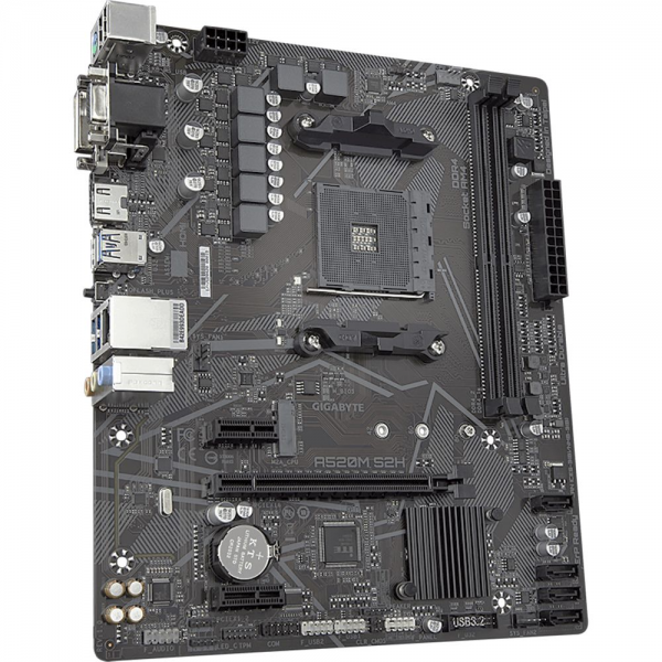Материнская плата Gigabyte A520M S2H, Socket AM4, AMD A520, 2xDDR4-3200, D-SUB+DVI-D+HDMI, 1xPCI-Ex16, 2xPCI-Ex1, 4xSATA3(RAID 0/1/10), 1xM.2, 8 Ch Audio, GLan, (2+4)xUSB2.0, (4+2)xUSB3.2, 1xPS/2, mATX, RTL {10} (809720)