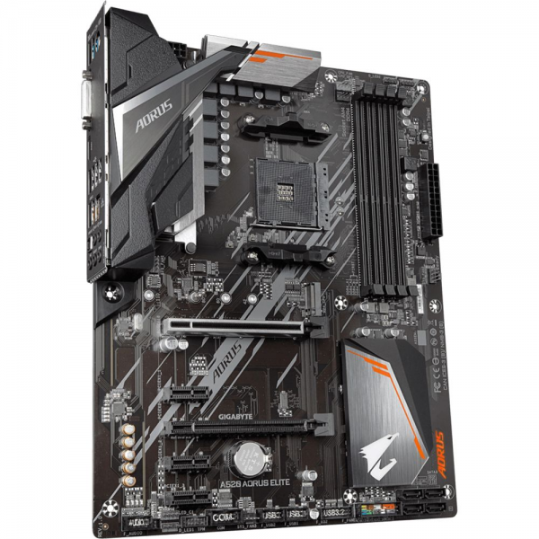 Материнская плата Gigabyte A520 AORUS ELITE, Socket AM4, AMD A520, 4xDDR4-3200, DVI-D+HDMI, 2xPCI-Ex16, 3xPCI-Ex1, 4xSATA3(RAID 0/1/10), 1xM.2, 8 Ch Audio, GLan, (4+4)xUSB2.0, (4+2)xUSB3.2, 1xPS/2, ATX, RTL {8} (809812)