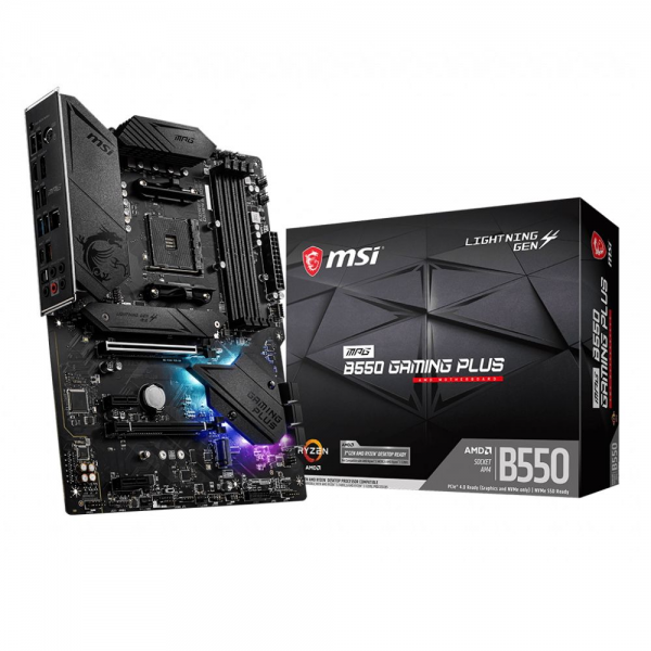 Материнская плата MSI MPG B550 GAMING PLUS B550, AM4, 4*DDR4, 2*PCIEx16, 2*PCIEx1, 2*M.2, 2*TypeC, 1*USB3.2Gen2, 4*USB3.2Gen1, 8*USB2.0, 6*SATA3.0, 1G, DP, HDMI, ATX, RTL
