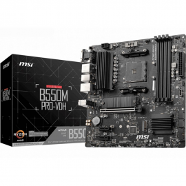 Материнская плата MSI B550M PRO-VDH B550, AM4, 4*DDR4, 1*PCIEx16, 2*PCIEx1, 2*M.2, 1*TypeC, , 6*USB3.2Gen1, 6*USB2.0, 4*SATA3.0, 1G, VGA, DP, HDMI, M-ATX, RTL