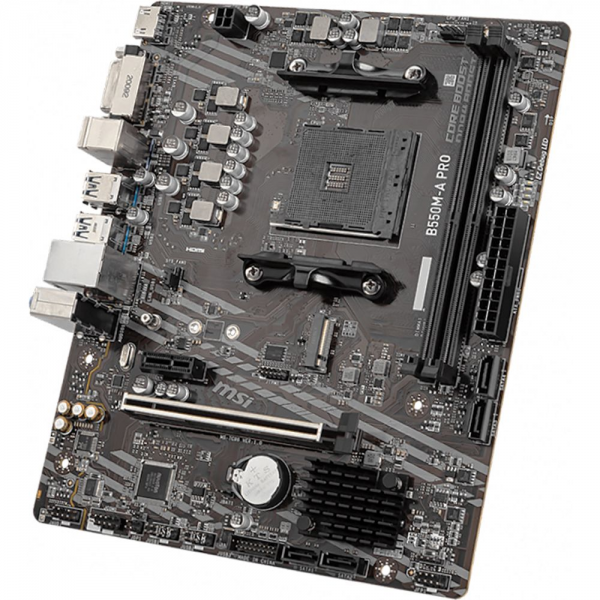 Материнская плата MSI B550M-A PRO B550, AM4, 2*DDR4, 1*PCIEx16, 1*PCIEx1, 1*M.2, 6*USB3.2Gen1, 6*USB2.0, 4*SATA3.0, 1G, DVI, HDMI, M-ATX, RTL