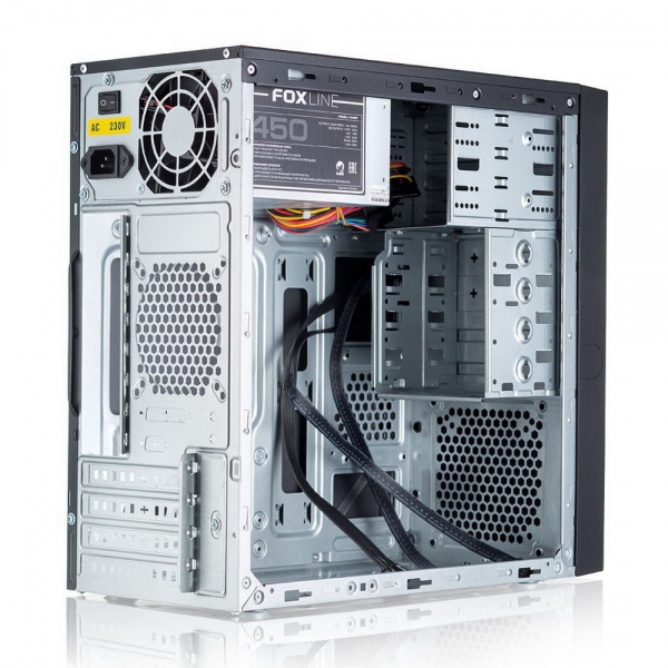 Корпус FoxLine Case Foxline FL-733 |FL-733-FZ450R| , mATX, 2x5.25EXT, 2x3.5EXT, 5x3.5INT, 2xUSB2.0, HDA, w/o FAN, |FL-733-FZ450R| w/450W ATX PSU, w/1.2m EU pwr cord