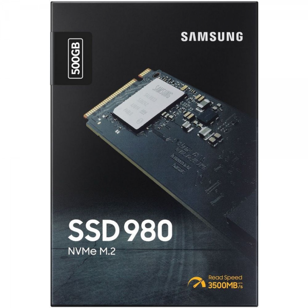 Твердотельный накопитель SSD Samsung 980 M.2 2280 Твердотельный накопитель SSD Samsung 980 M.2 2280 MZ-V8V500BW 500GB Client SSD PCIe Gen3x4 with NVMe, 3100/2600, IOPS 400/470K, MTBF 1.5M, 3D NAND TLC, 300TBW, 0,33DWPD, RTL