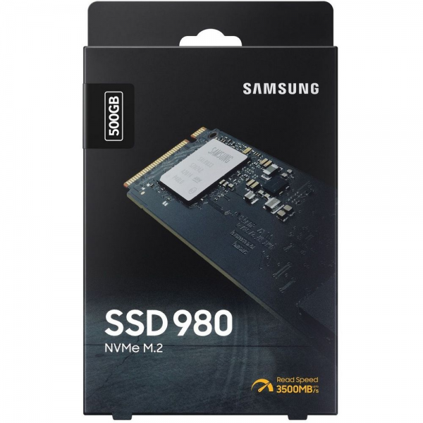 Твердотельный накопитель SSD Samsung 980 M.2 2280 Твердотельный накопитель SSD Samsung 980 M.2 2280 MZ-V8V500BW 500GB Client SSD PCIe Gen3x4 with NVMe, 3100/2600, IOPS 400/470K, MTBF 1.5M, 3D NAND TLC, 300TBW, 0,33DWPD, RTL