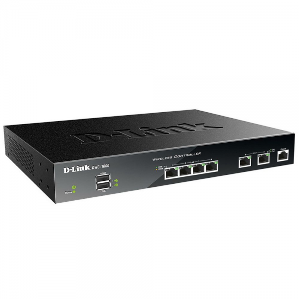 Контроллер D-Link DWC-1000/C1A Беспроводной с 6 портами 10/100/1000Base-T и 2 USB-портами на 12/66 ТД